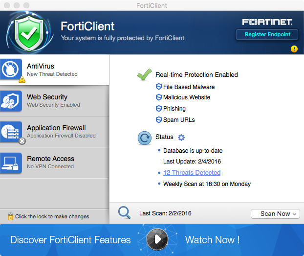 Forticlient screenshot